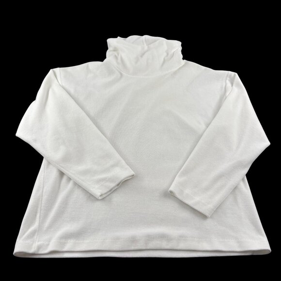 Aileen White Velour Turtleneck Long Sleeve Top Made In Usa Soft Large - Picture 2 of 5